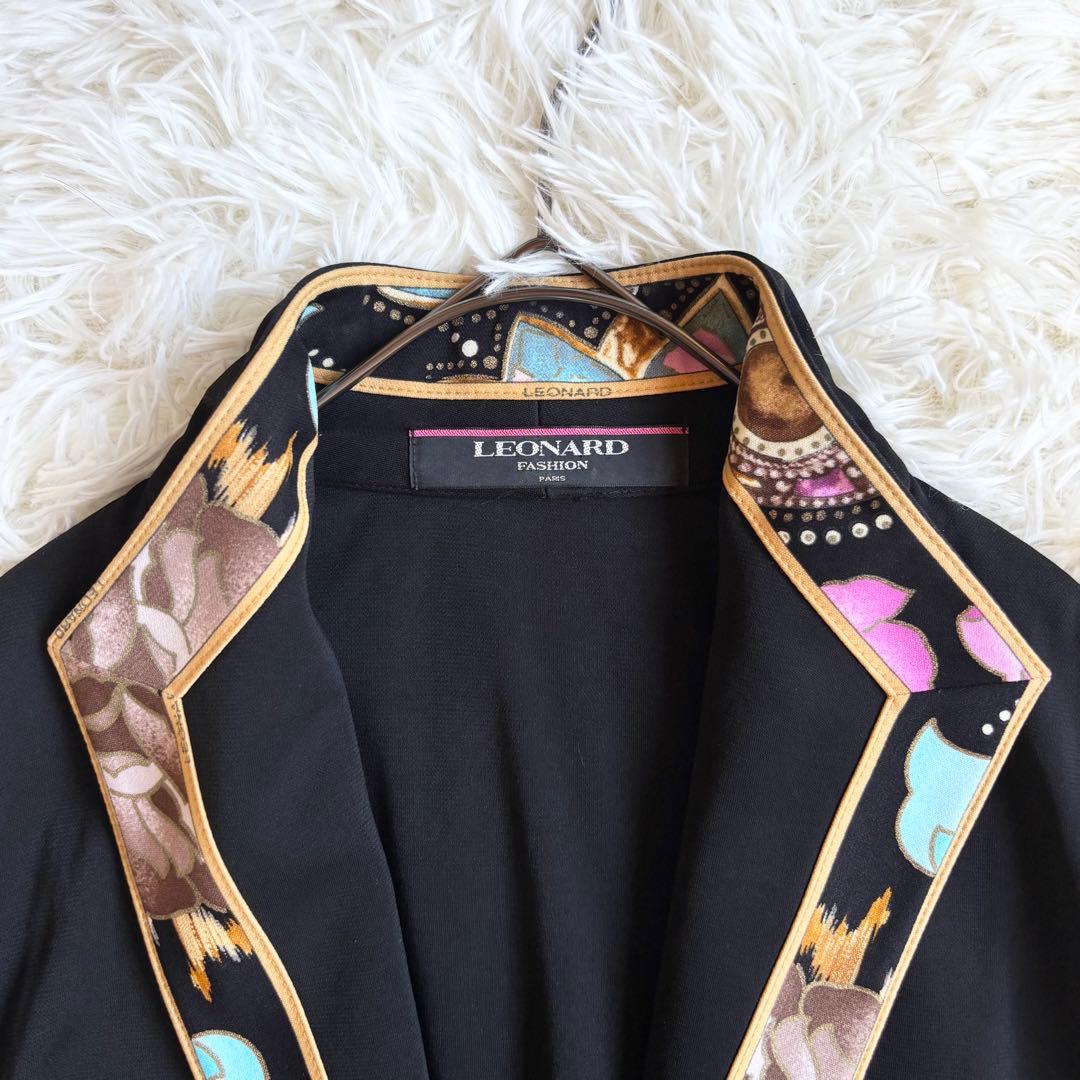 高級感✨ LEONARD レオナール ジャケット 花柄 トリム カンカン　LL