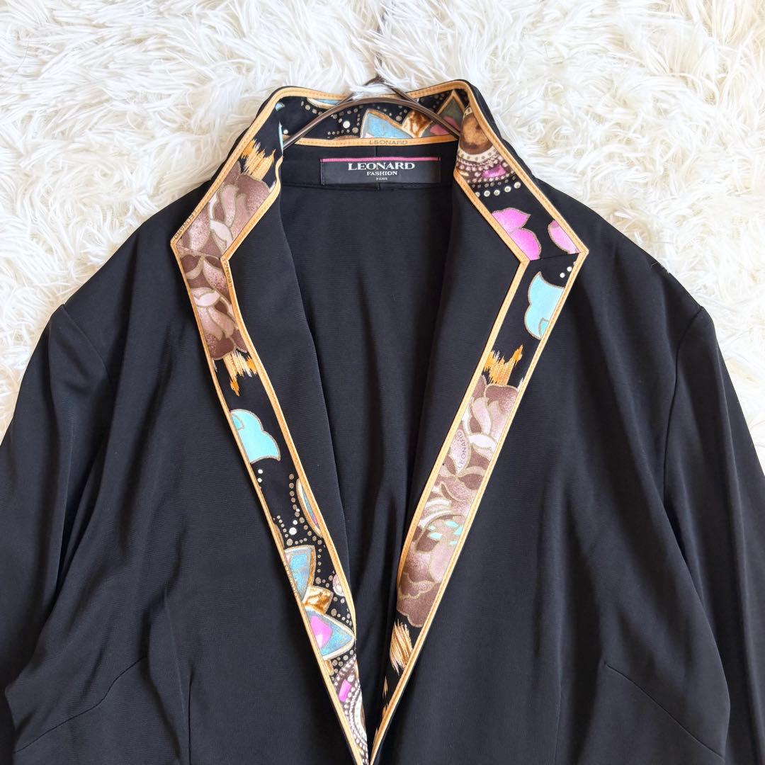 高級感✨ LEONARD レオナール ジャケット 花柄 トリム カンカン　LL