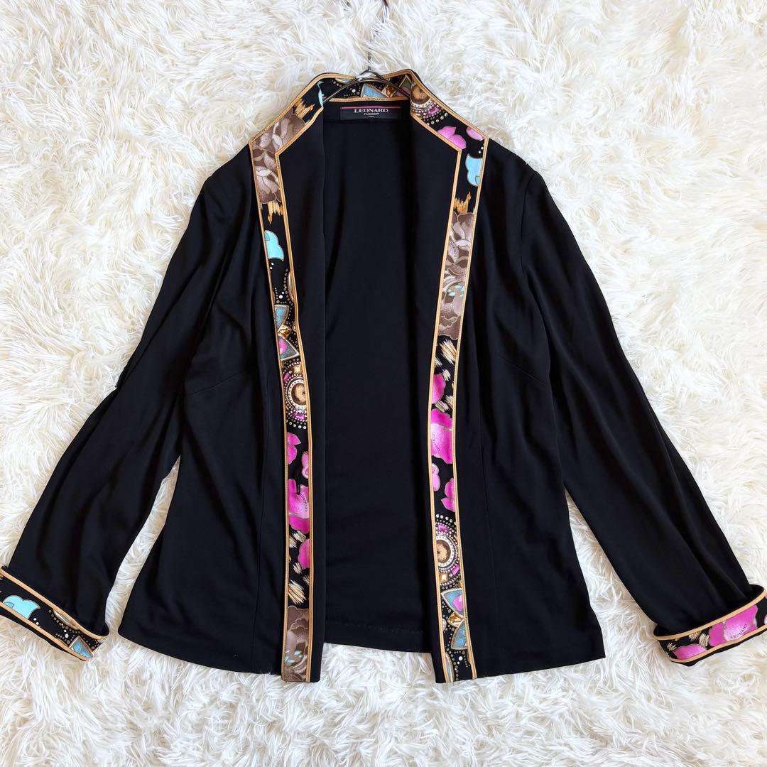 高級感✨ LEONARD レオナール ジャケット 花柄 トリム カンカン　LL