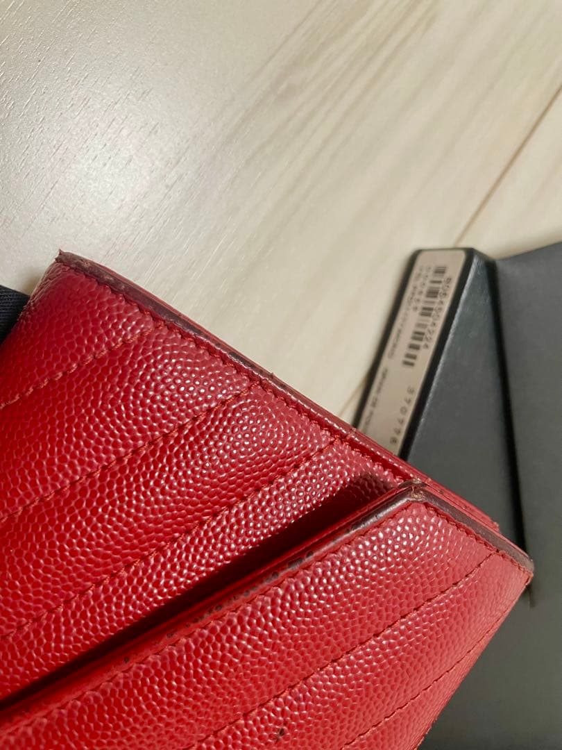 Saint Laurent レッド長財布 YSLロゴ