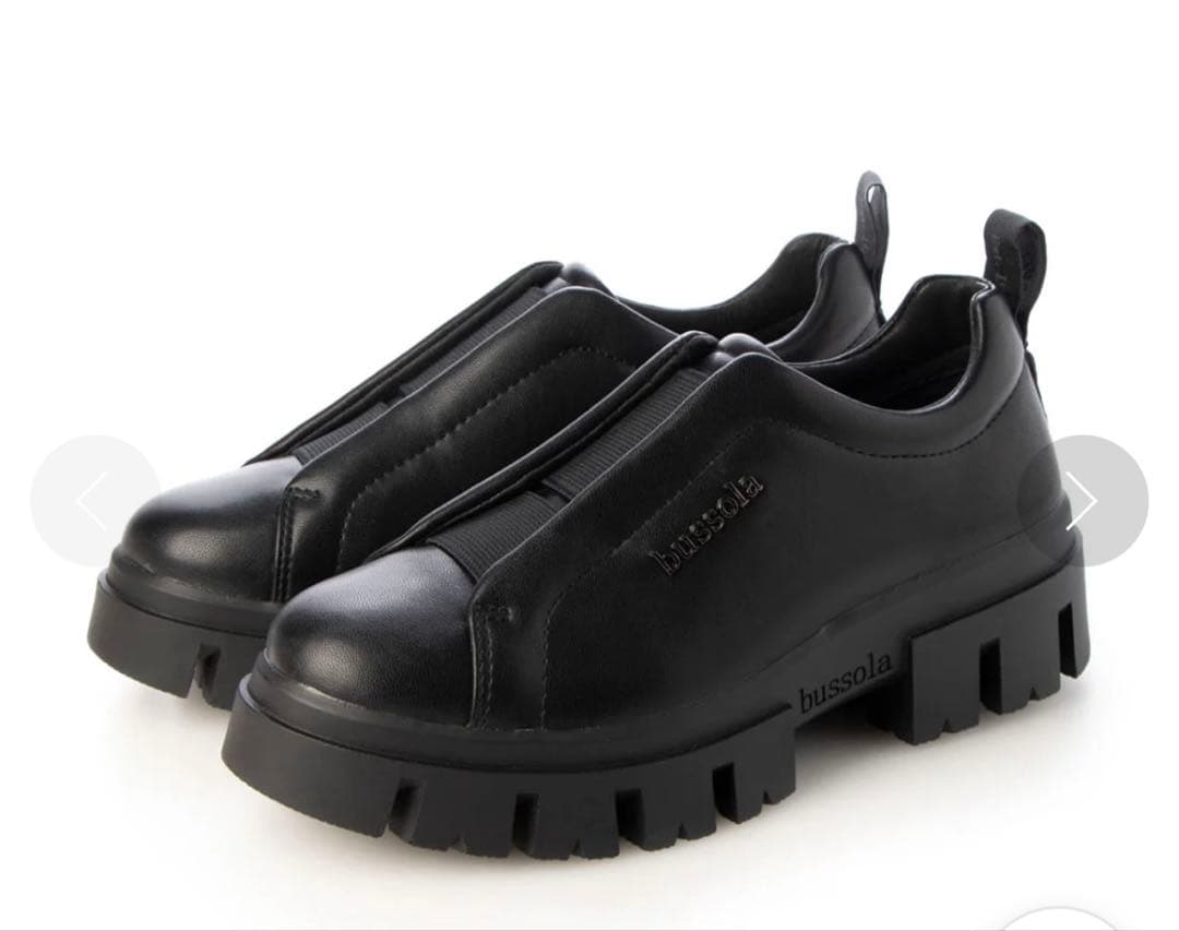 bussola ブソラ撥水厚底スリッポンシューズ （ブラック）本革