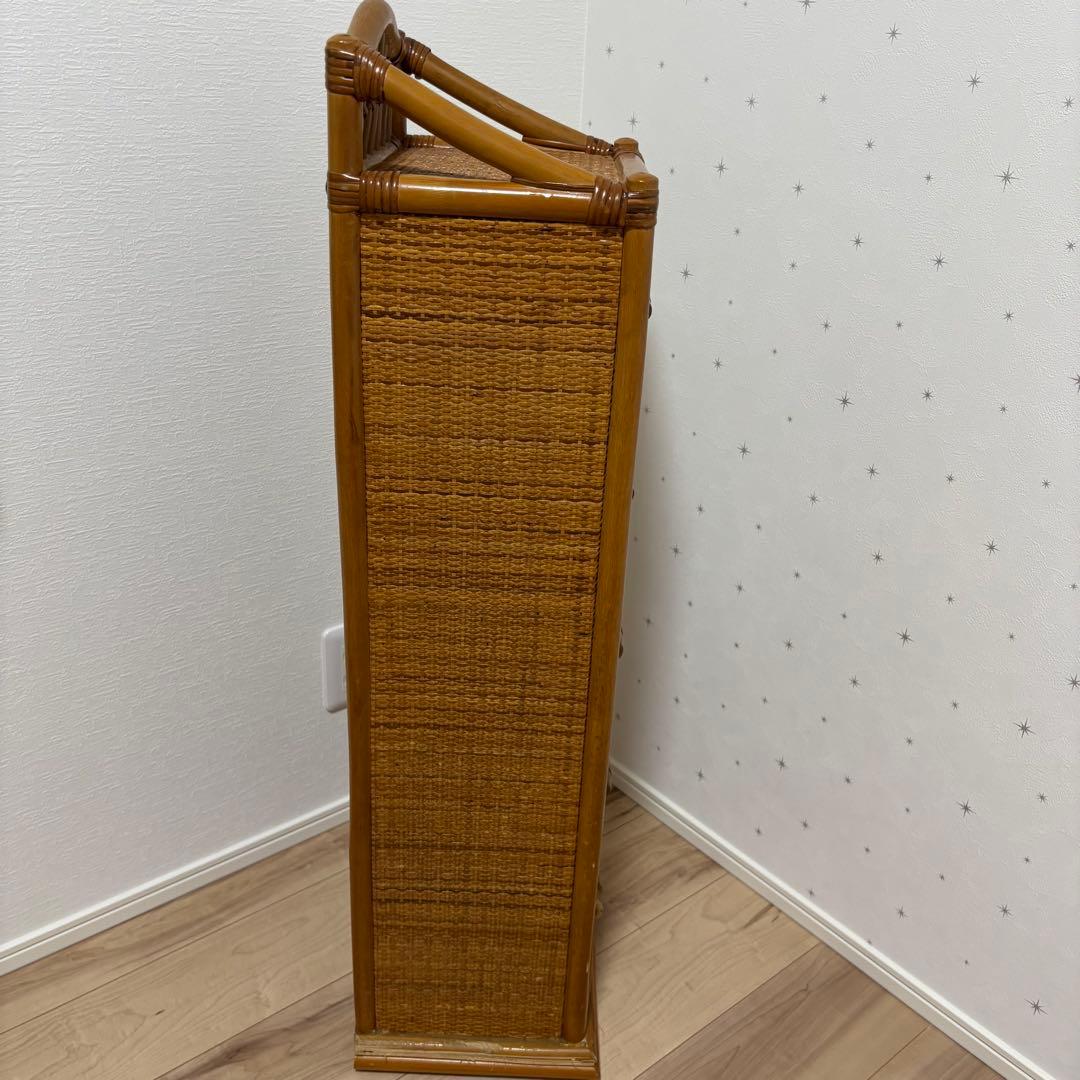 ラタン　5段チェスト　棚　引き出し　ラック　アジアンテイスト スリム