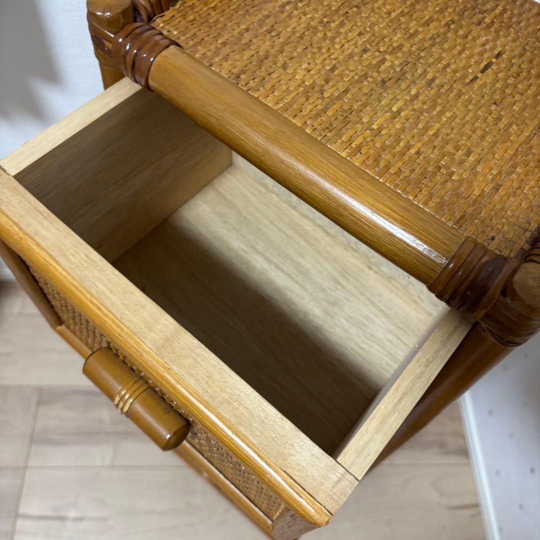 ラタン　5段チェスト　棚　引き出し　ラック　アジアンテイスト スリム