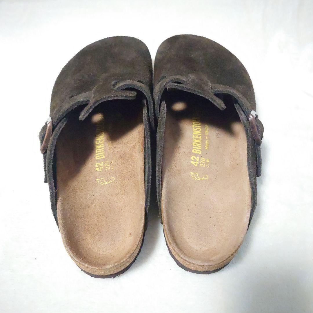 【美品】ビルケンストック ボストン スエード 42 ダークブラウン系 ドイツ製