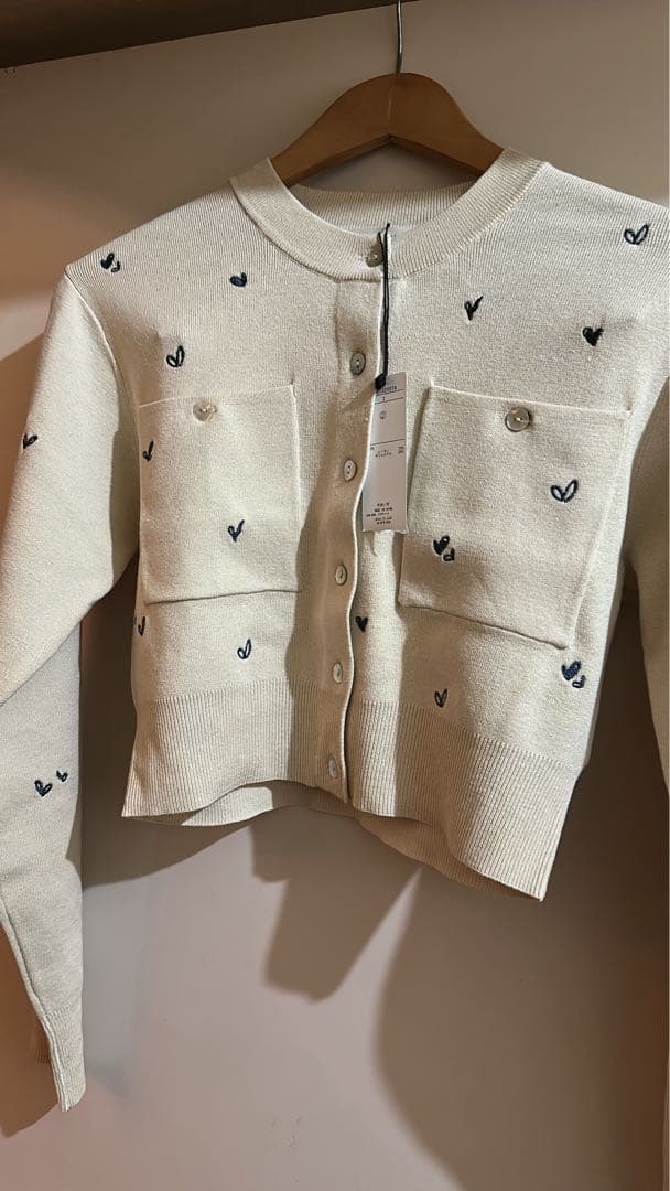 COCODEAL 小花/ハート刺繍ニットカーディガン