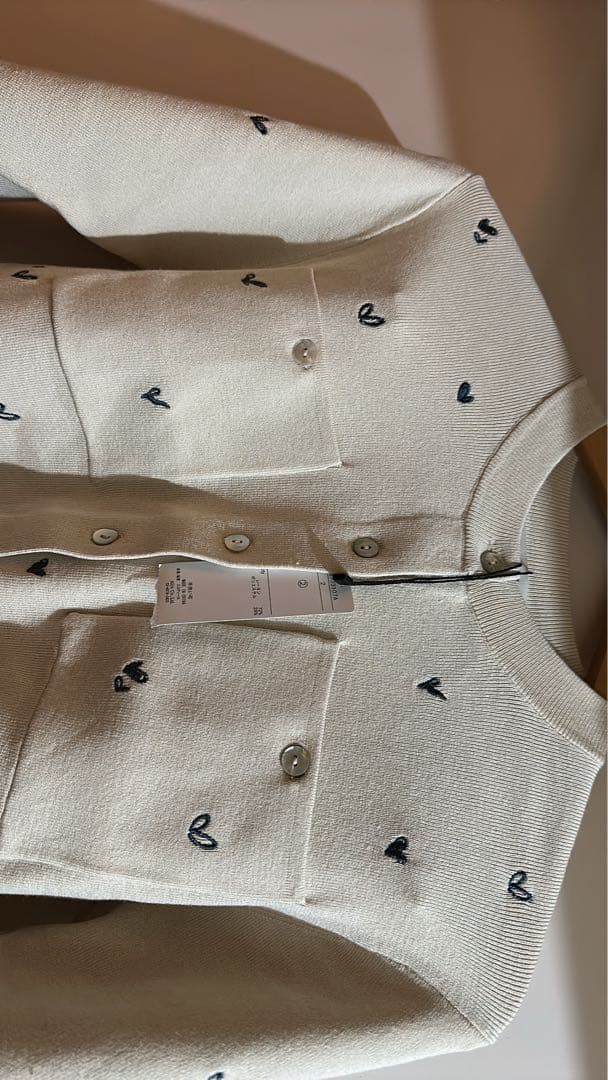 COCODEAL 小花/ハート刺繍ニットカーディガン