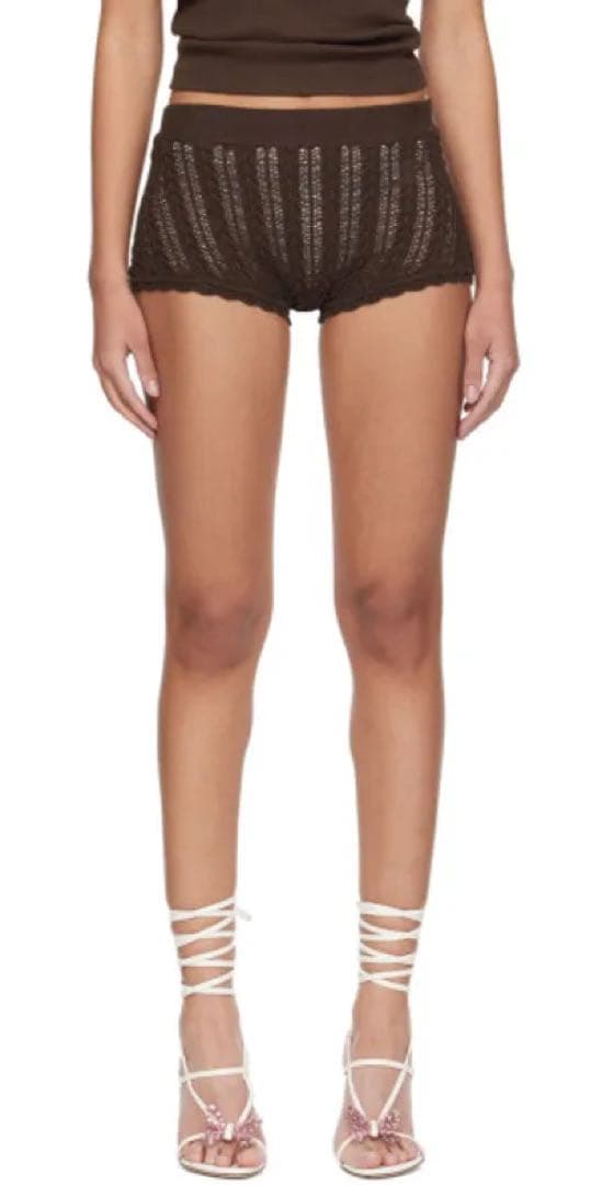 blumarine ブラウンニットショートパンツ
