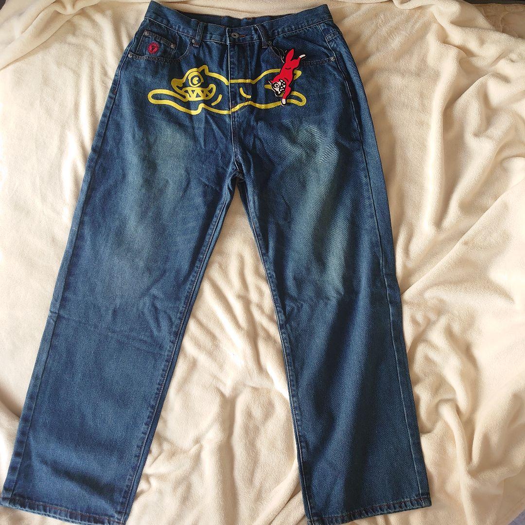 海外限定☆Icecream dog プリント デニムジーンズ ウォッシュ加工