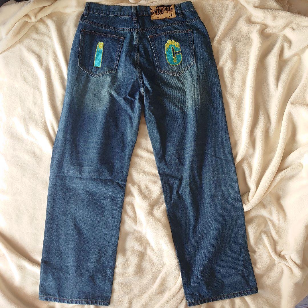 海外限定☆Icecream dog プリント デニムジーンズ ウォッシュ加工