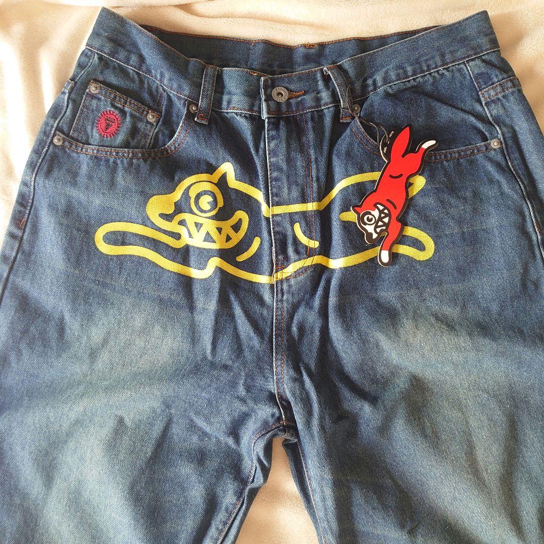 海外限定☆Icecream dog プリント デニムジーンズ ウォッシュ加工