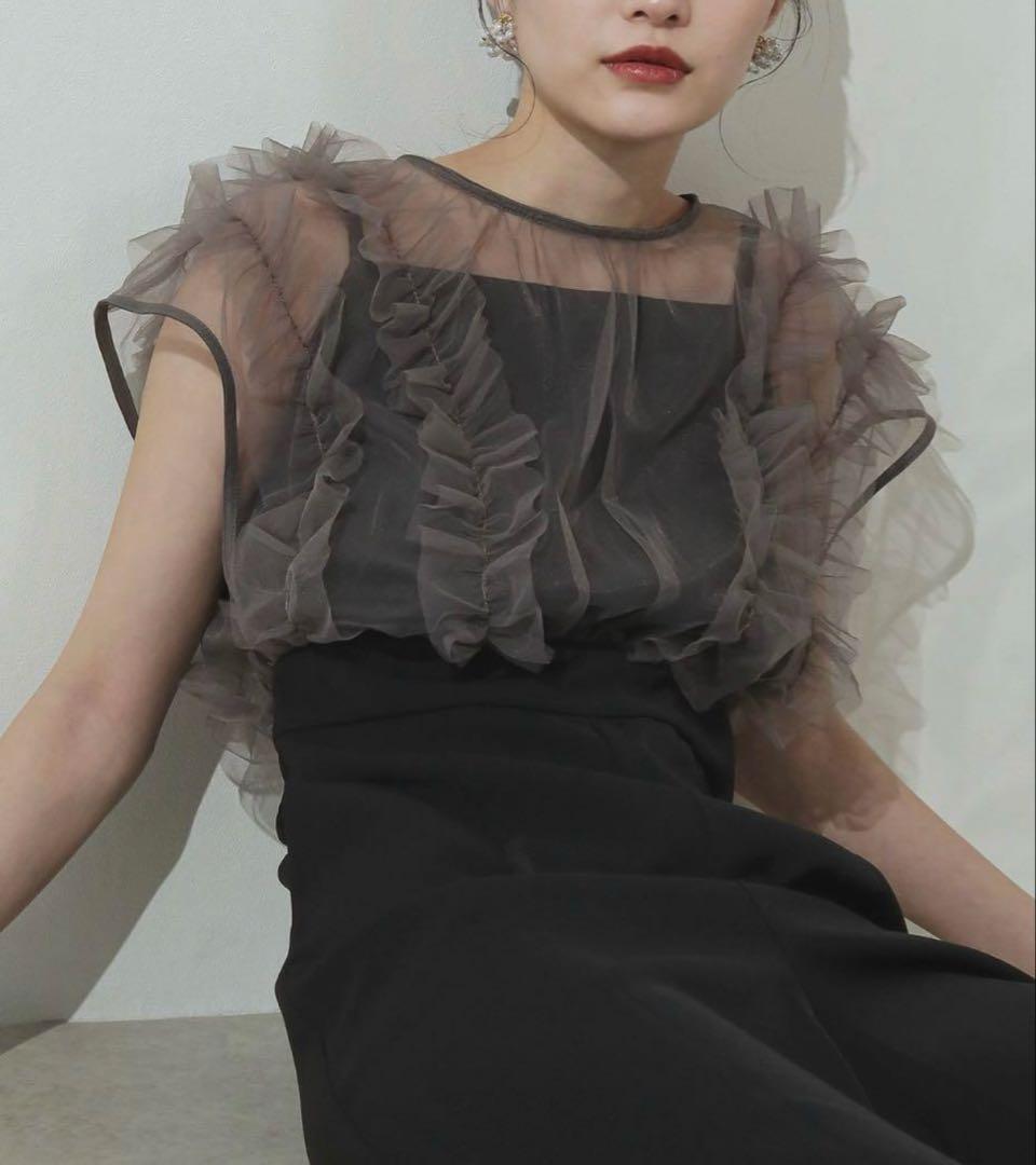 kana チュールギャザーハイウエスト パンツドレス パーティードレス