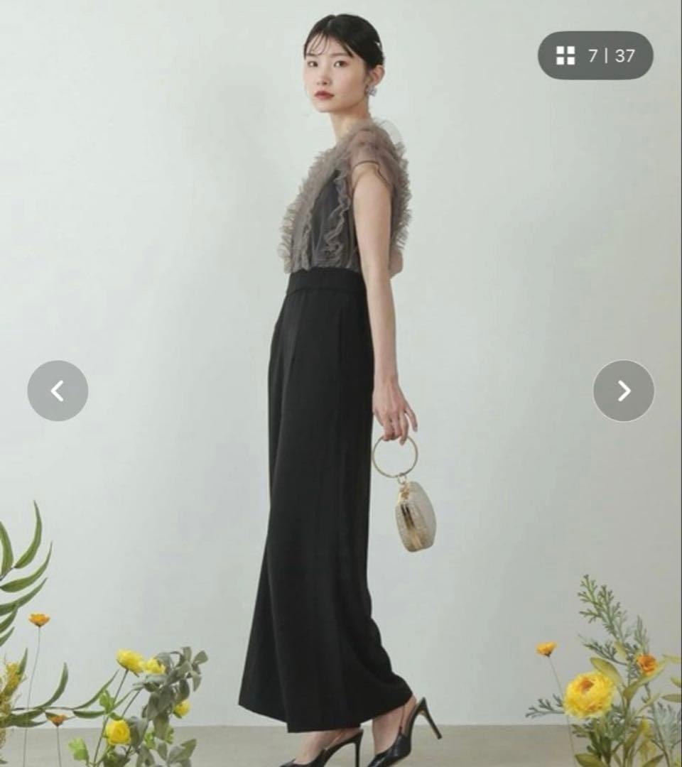 kana チュールギャザーハイウエスト パンツドレス パーティードレス