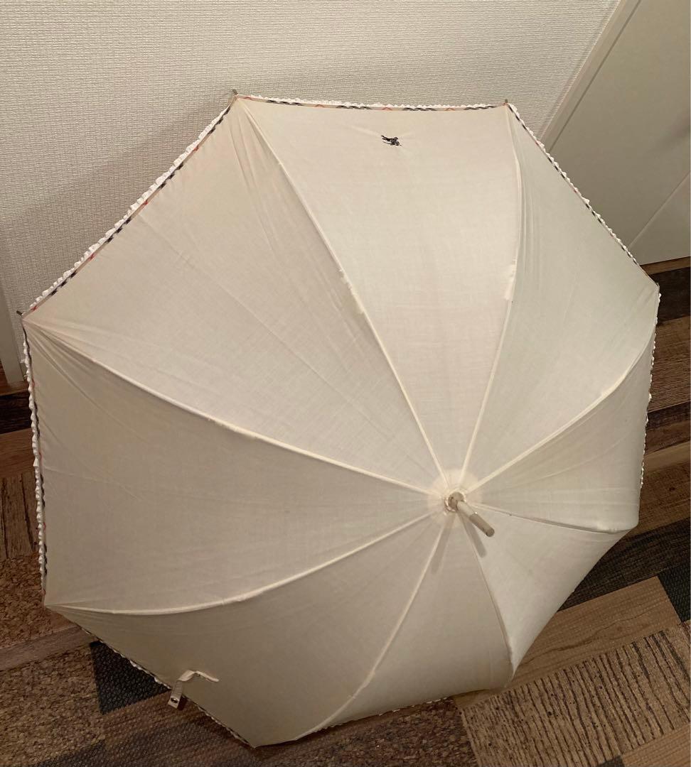 極美　Burberry バーバリー　日傘　UV アイボリー×ベージュノバチェック