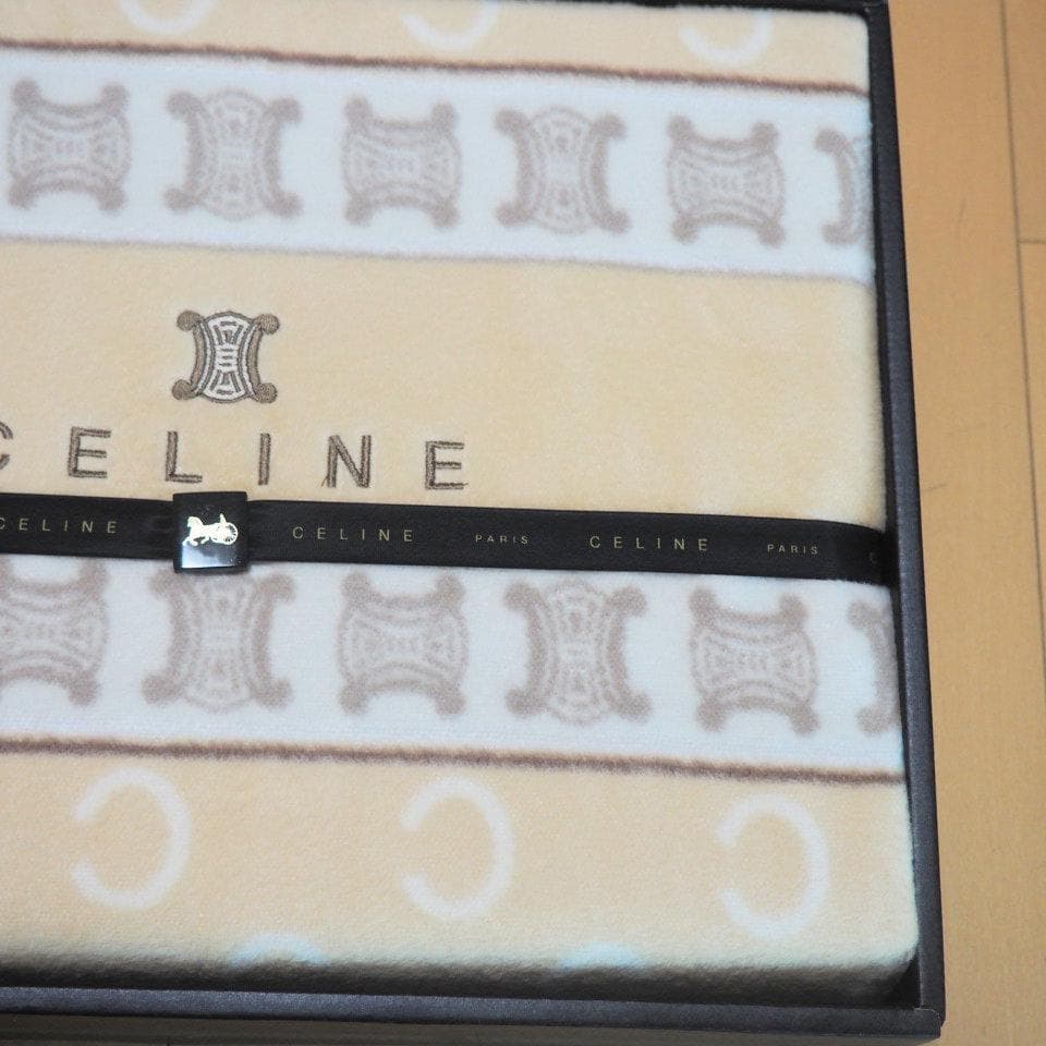 CELINE セリーヌ マカダム柄 綿毛布 シングル 140×200cm