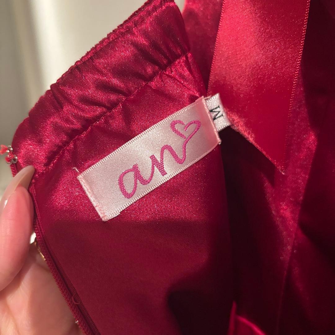 andy バーガンディ リボンストラップドレス キャバドレス