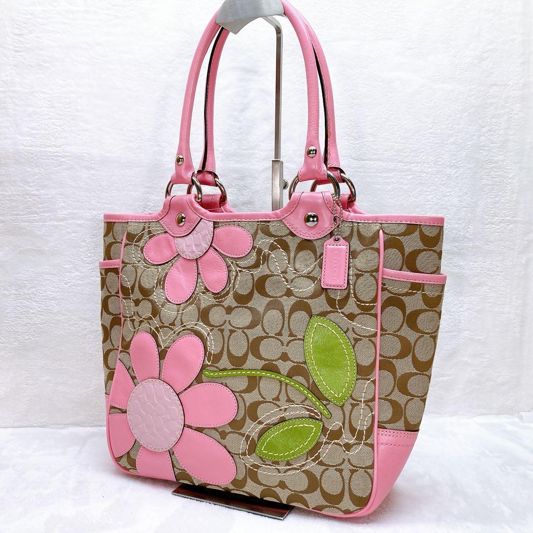 バッグ Coach Flower Patchwork Tote Bag pink y2k