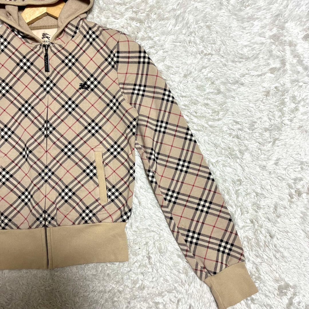✨希少✨Burberry ジップアップパーカー ノバチェック ロゴジップ M相当
