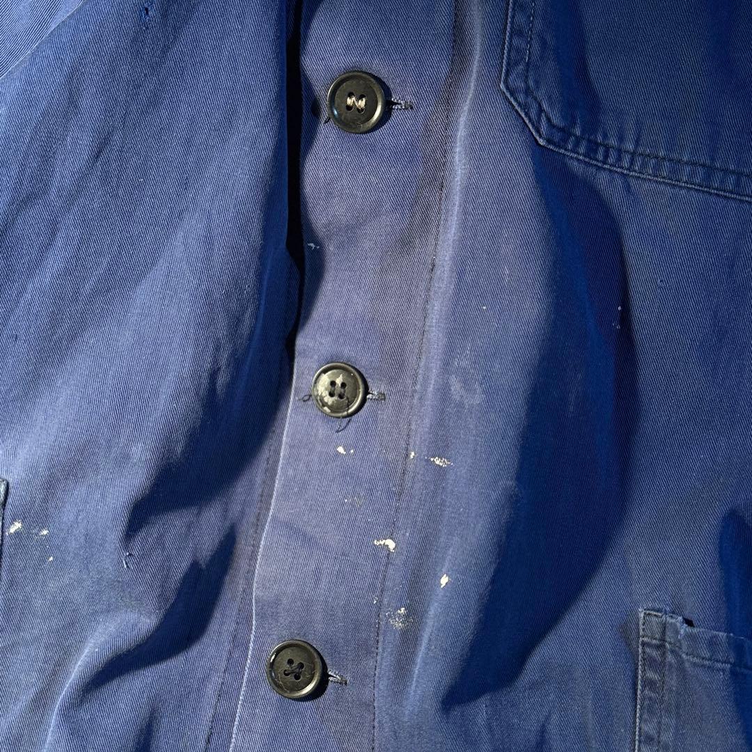 50s ユーロワークジャケット ペンキ痕 茄子紺 激フェード Aシルエットワイド