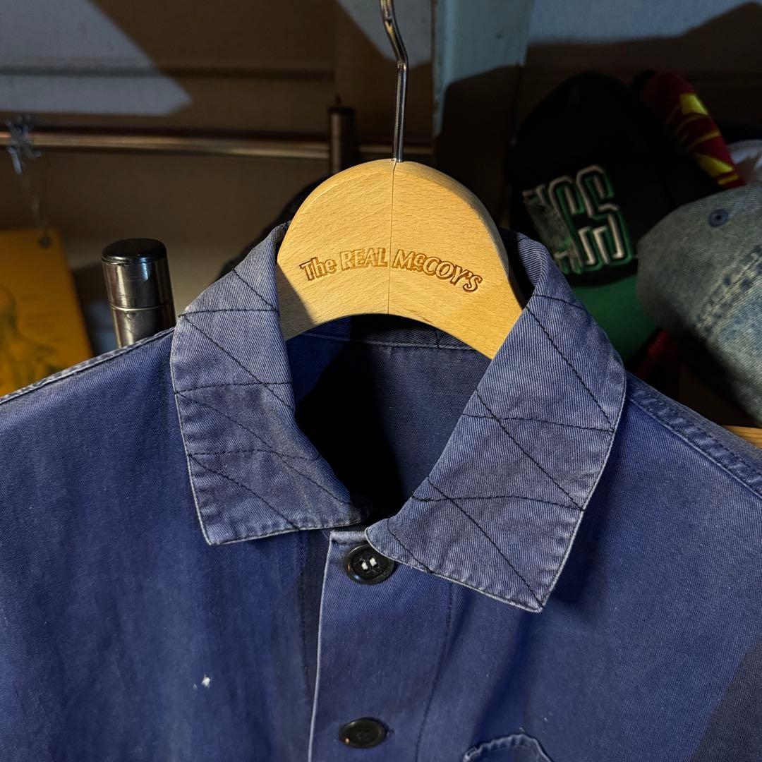 50s ユーロワークジャケット ペンキ痕 茄子紺 激フェード Aシルエットワイド