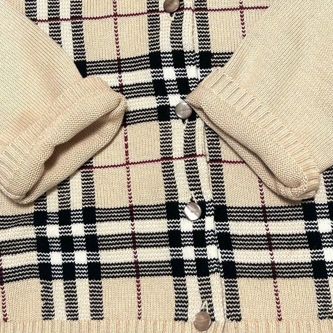 【美品】バーバリーロンドン ノバチェック コットン　カーディガン シェルボタン