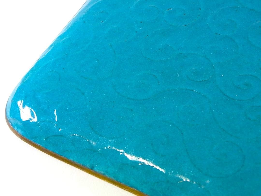 【 E801 】 超名品　明治期尾張七宝上手作品　銀線七宝獅子鳳凰文トレイ