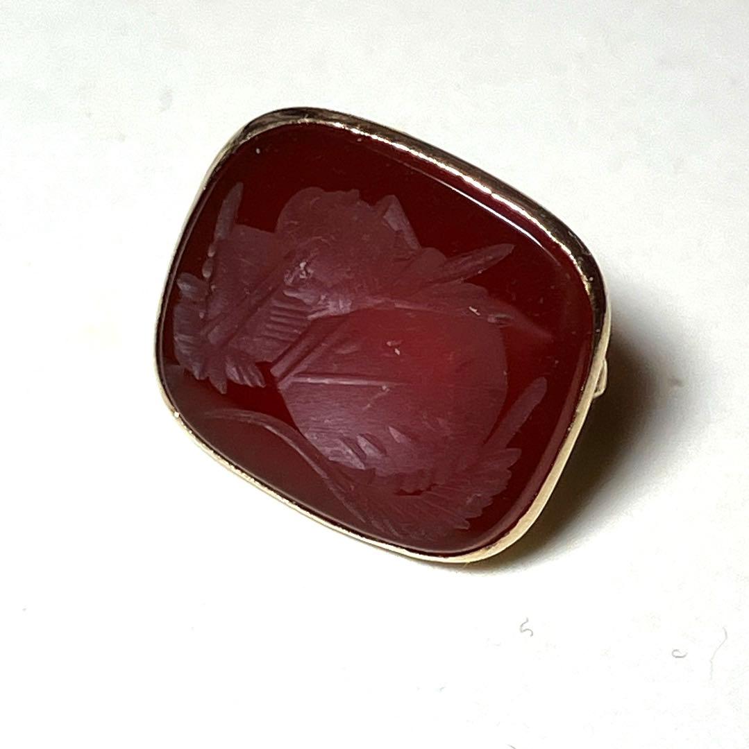 アンティーク 9金 フォブシール インタリオ 戦士