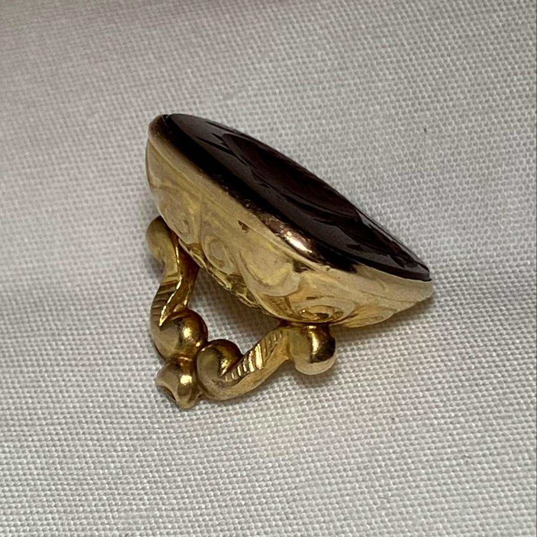 アンティーク 9金 フォブシール インタリオ 戦士