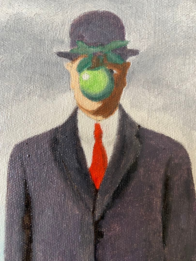 マグリット　肉筆手描きの油絵模写画　人の子