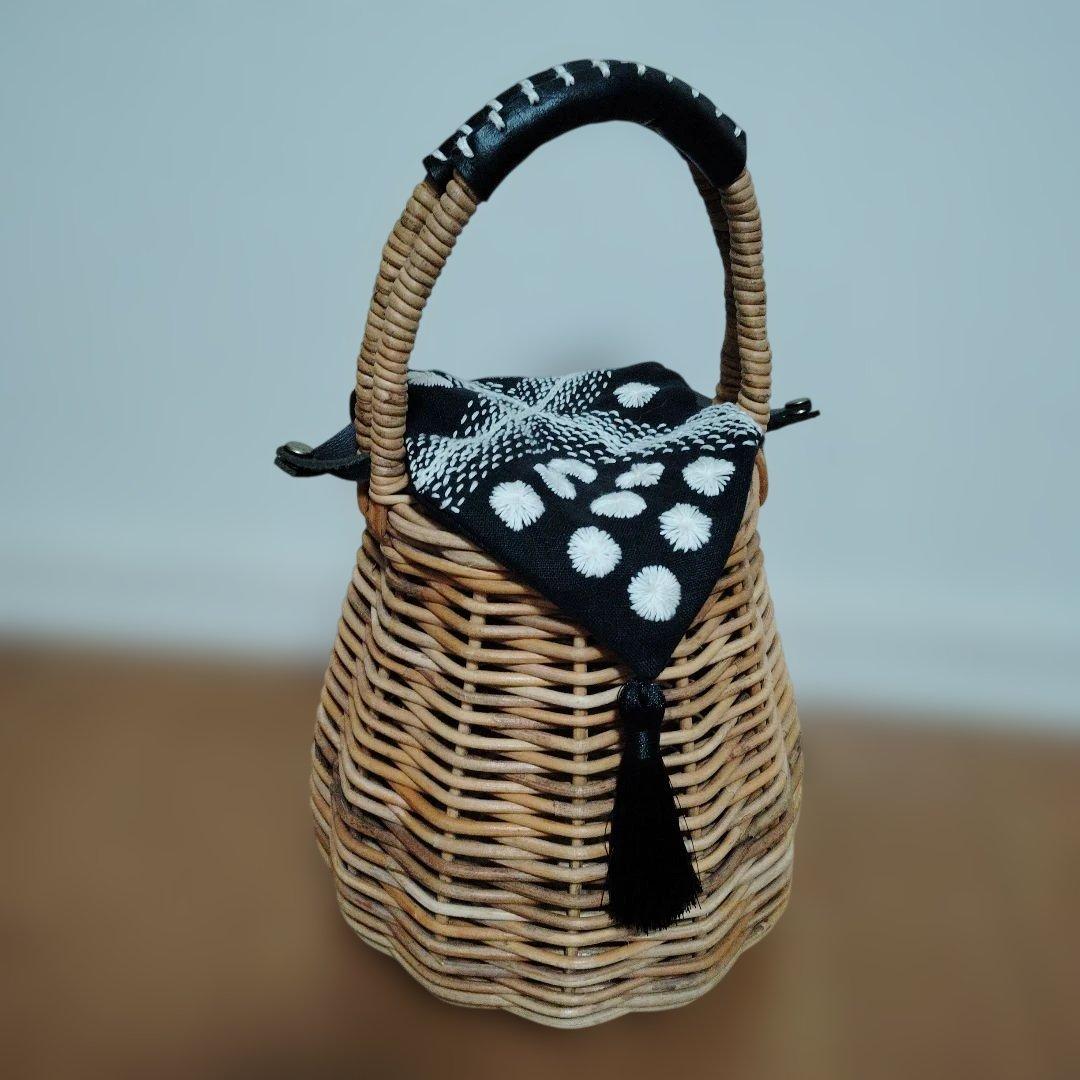 堀川波カゴバック　刺し子　dot to dot