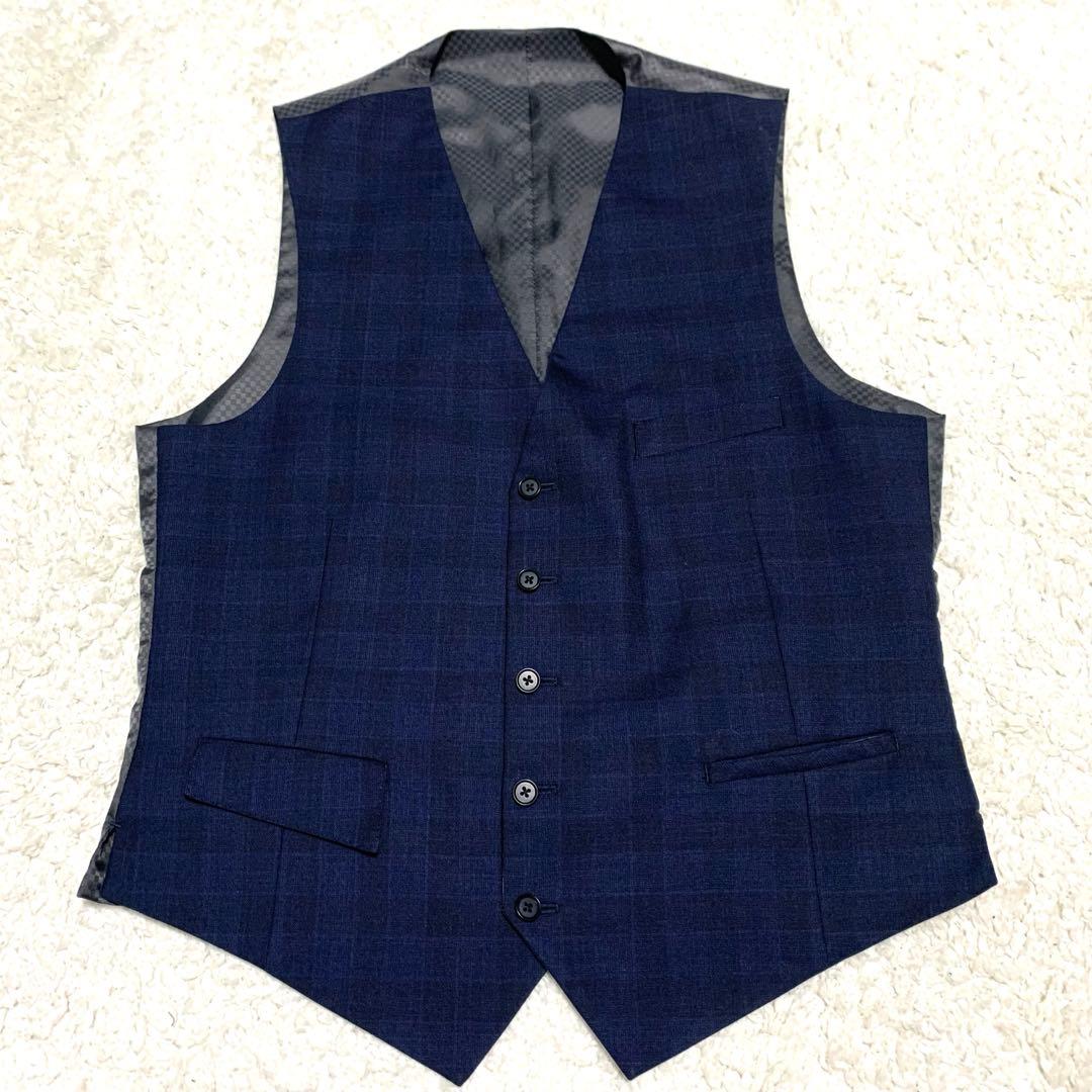 オリヒカ 3ピース 洗える シングルスーツ ネイビー ストレッチ セットアップ