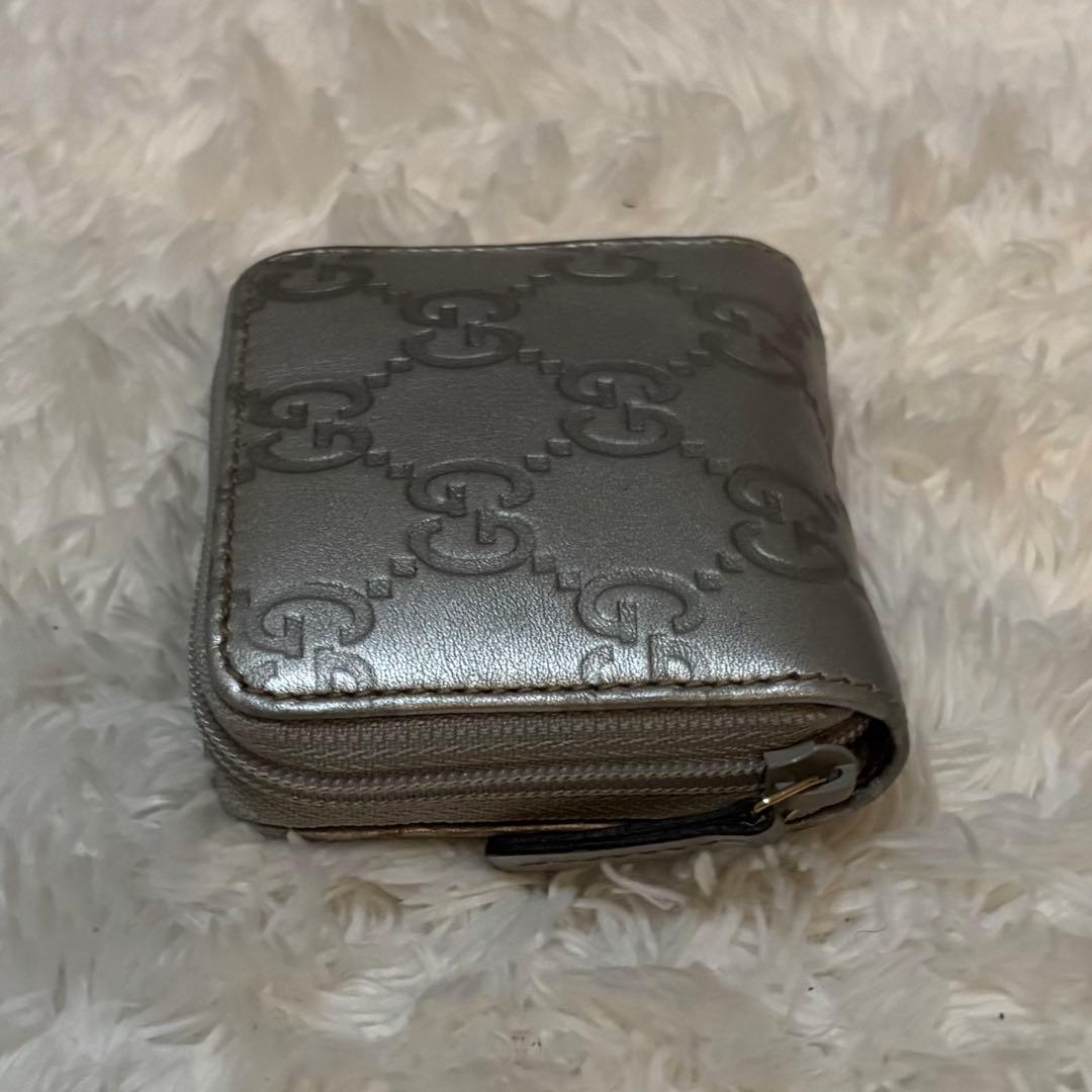 美品 GUCCI グッチ ケース 小銭入れGGシマ シルバー
