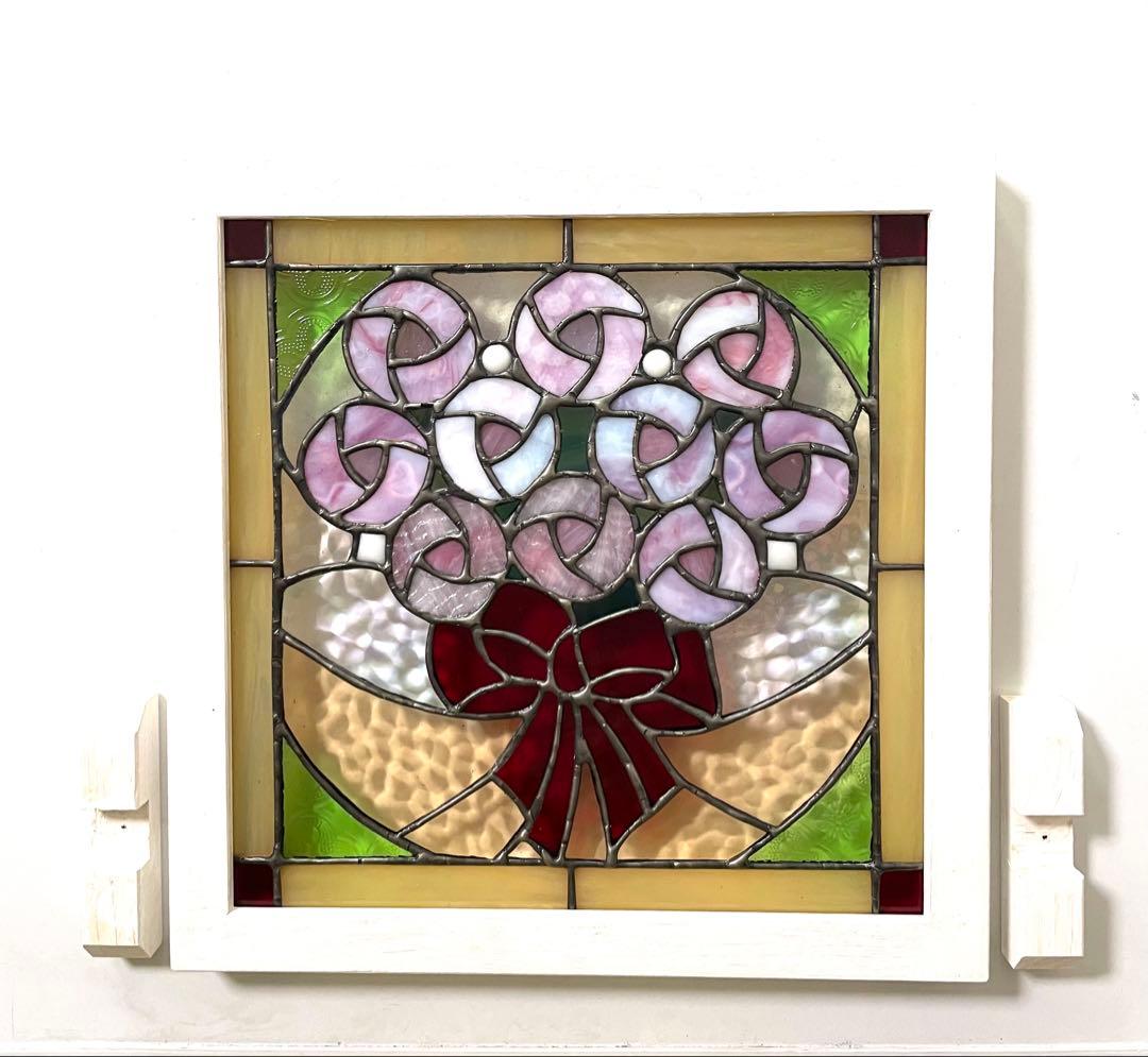 ステンドグラスパネル【薔薇の花束】
