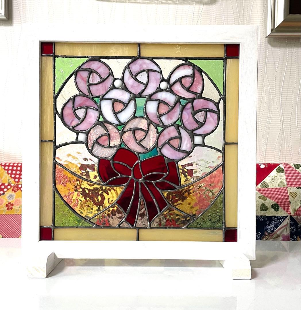 ステンドグラスパネル【薔薇の花束】