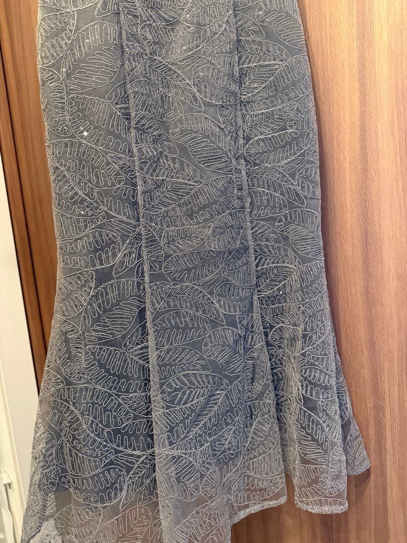 leja 2WAYオフショルダーパフスリーブマーメイドワンピースドレス グレー