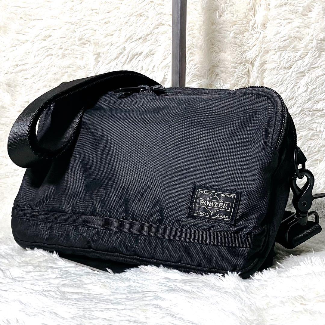 【美品】PORTER ポーター 吉田カバン フラッシュショルダーバック 2層　黒
