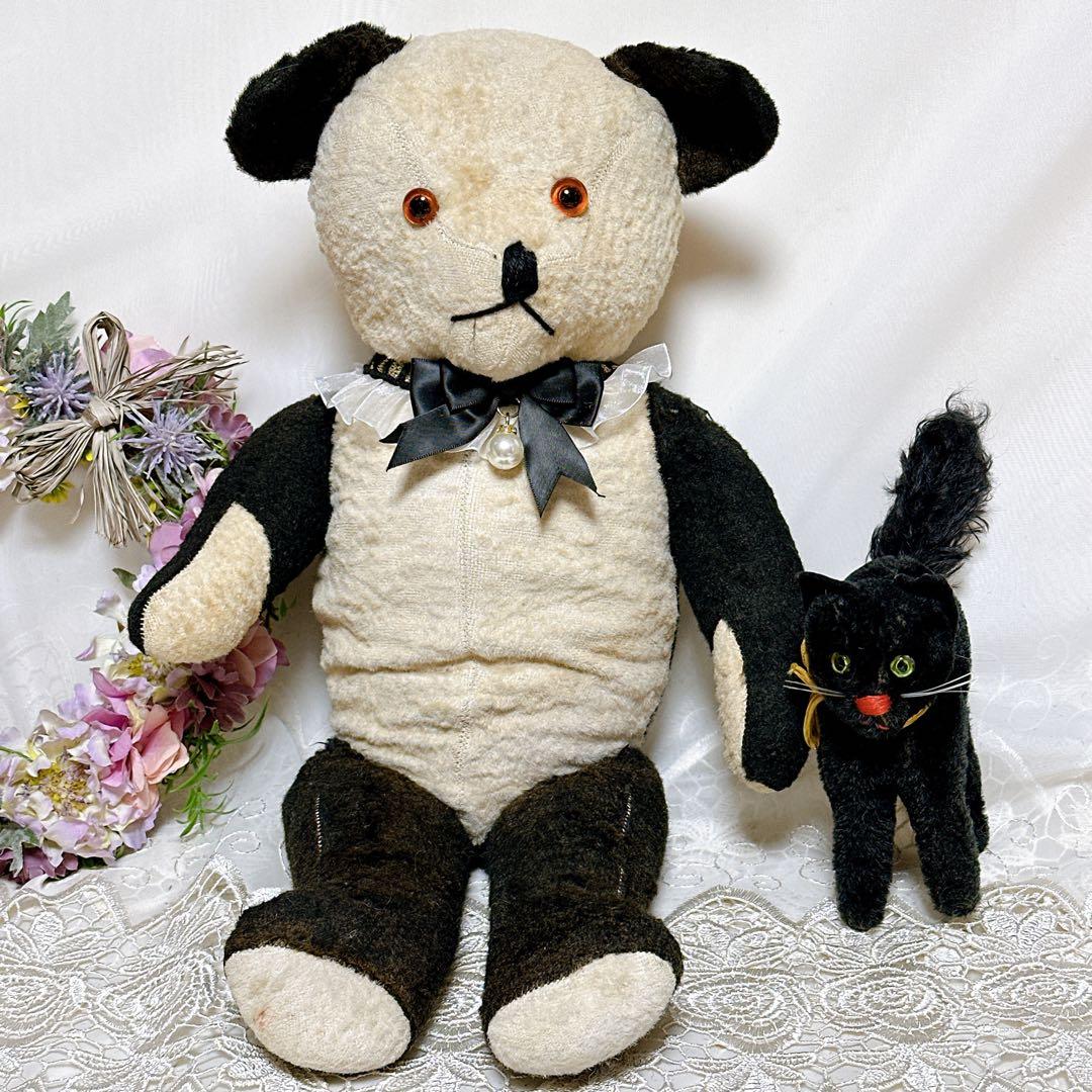 ❤️素敵なボロくた❤️大きめアンティークパンダベア　イギリスアンティークテディベア