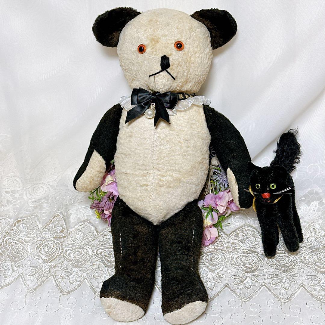 ❤️素敵なボロくた❤️大きめアンティークパンダベア　イギリスアンティークテディベア