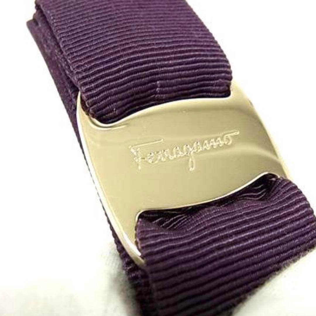 極美品　フェラガモ ヴァラリボン キャンバス バレッタ