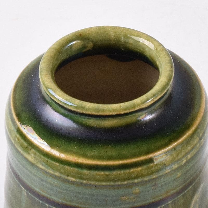 茶道具　山月窯　川本了生造　織部　茶入　仕覆付　共箱　V　7278