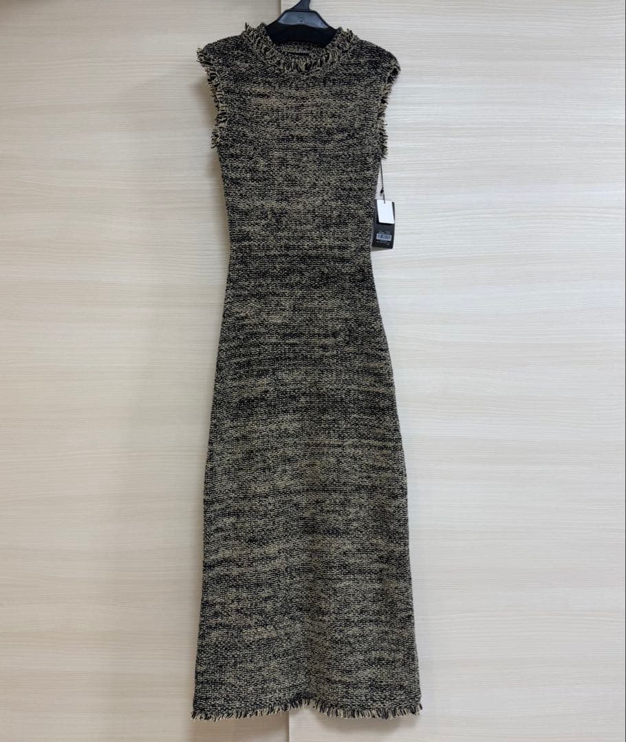 新品 anuans アニュアンス ブラッシュツイードニットワンピース ベージュ