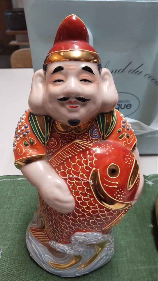 希少美品　九谷焼　　高さ約23センチ 恵比寿様と大黒様のセット