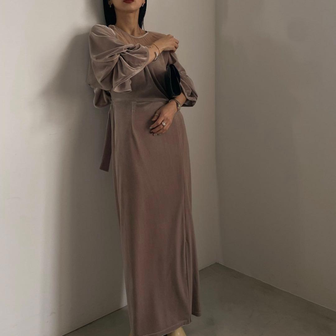 スーツ・フォーマル・ドレス Ameri Vintage 2WAY CURVE VELOURS DRESS