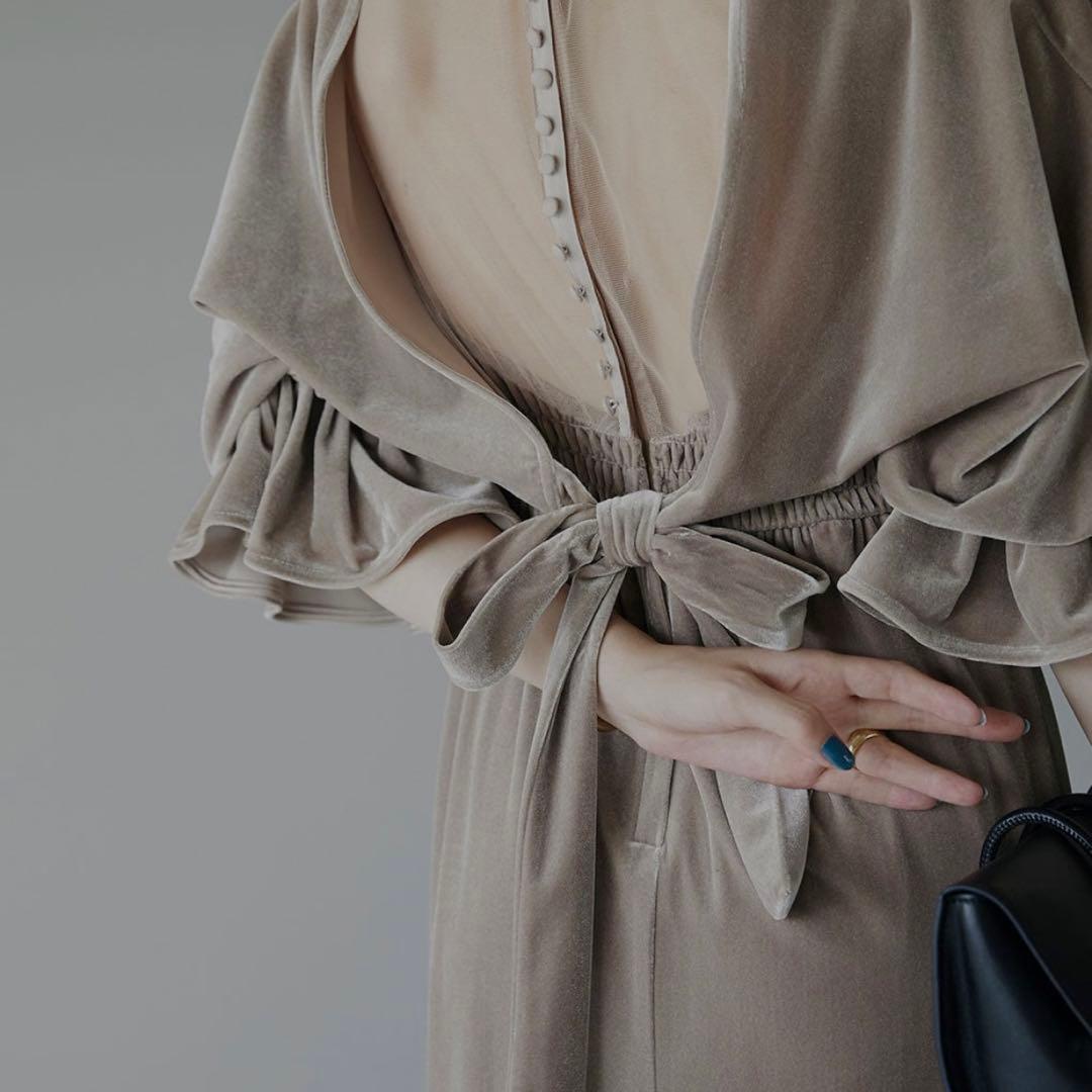 スーツ・フォーマル・ドレス Ameri Vintage 2WAY CURVE VELOURS DRESS