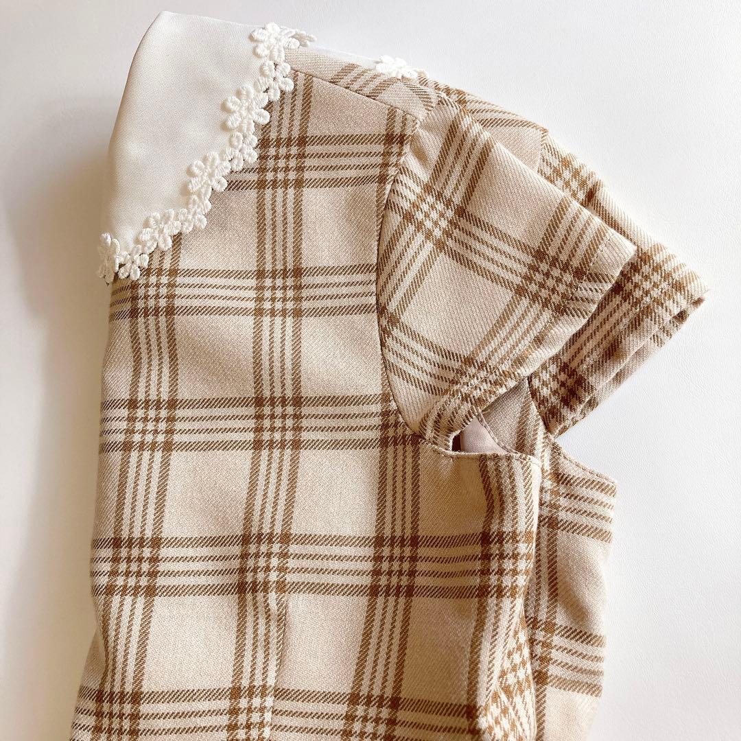 ベージュ×チェック 120 セレモニー 入学 卒園 発表会 フォーマル