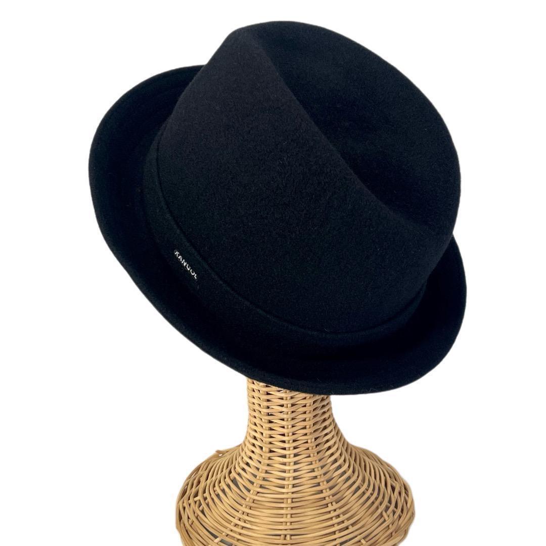 SALE❄️BIG　KANGOL　中折れハット　ウール素材　黒　XLサイズ