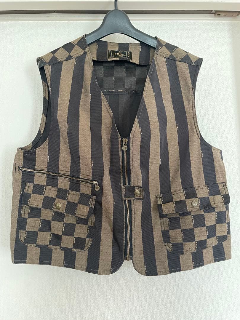 美品‼️フェンディ　ストライプとチェック柄のベスト　M