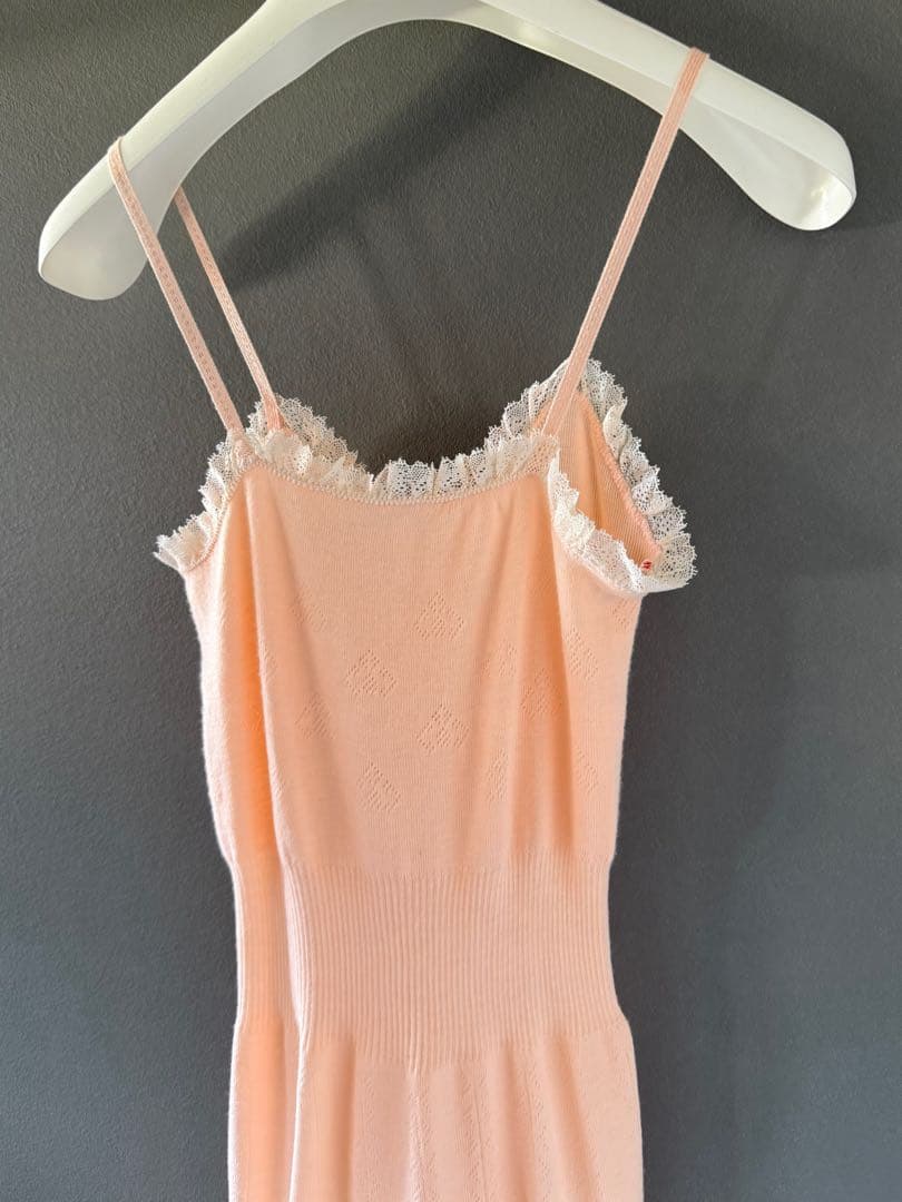 ビンテージ ヨーロッパ ピンク 薄手 ニット ワンピース デッドストック 美品