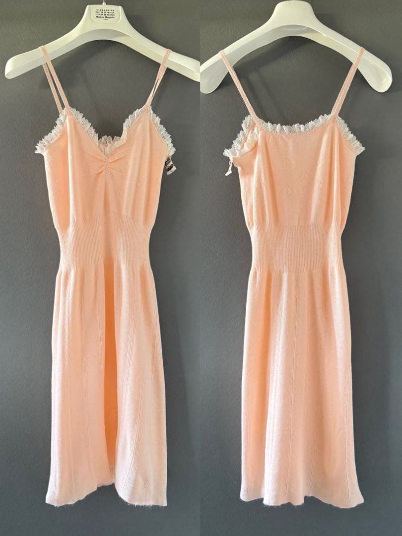 ビンテージ ヨーロッパ ピンク 薄手 ニット ワンピース デッドストック 美品