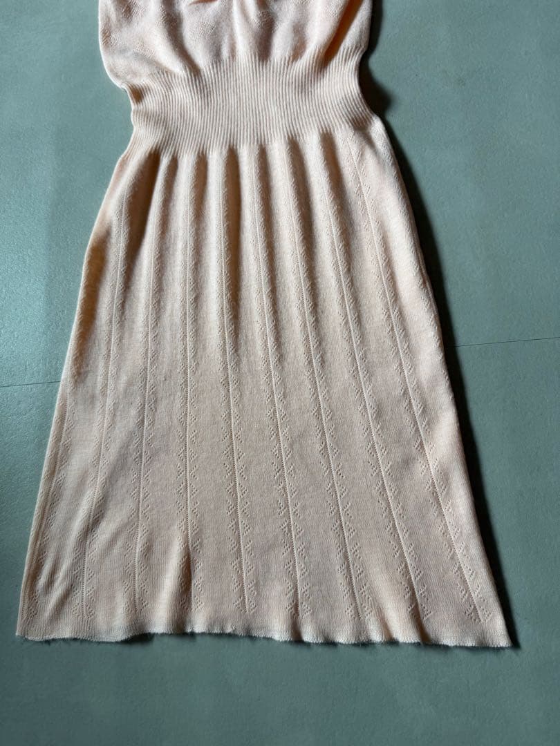 ビンテージ ヨーロッパ ピンク 薄手 ニット ワンピース デッドストック 美品