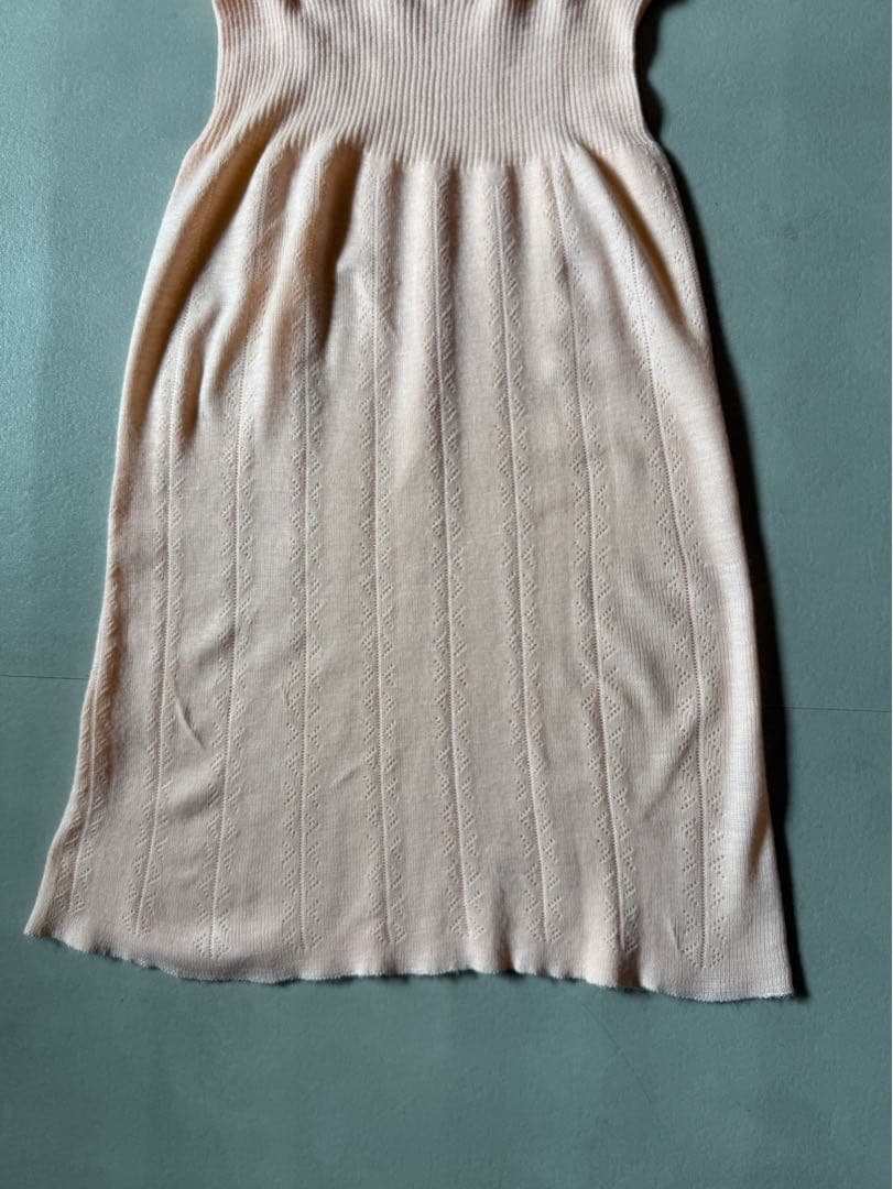 ビンテージ ヨーロッパ ピンク 薄手 ニット ワンピース デッドストック 美品